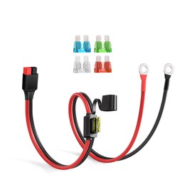 ELFCULB Anderson Connector to O Ring Terminal 10AWG Battery Connector Cable with 5 Fuse for Automotive Portable Power Station Solar Generators(2FT)