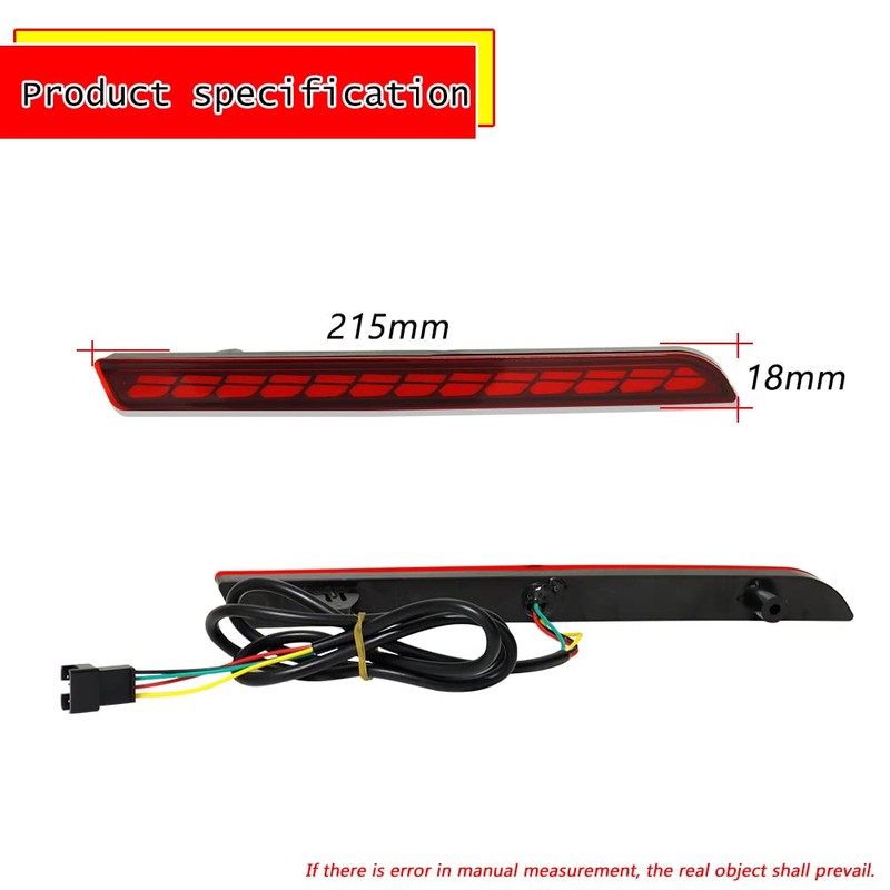 KENRTIR Red LED Rear Bumper Reflector Light Brake Sequential Turn