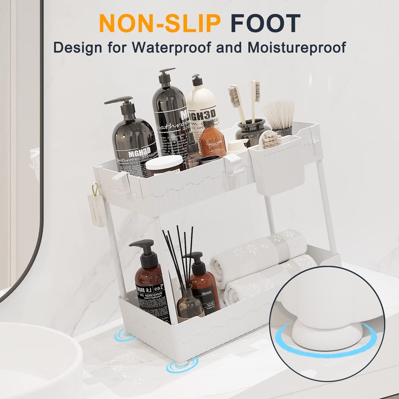 Sevenblue 2 Pack Under Sink Organizer, Under Bathroom Cabinet Organizer