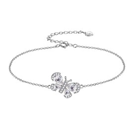 Aurora Tears Butterfly Bracelets Women 925 Sterling Silver Animal Butterflies April Birthstone Diamond Link Adjustable Bracelet Crystal Wedding Birthday Jewelry DB0115W