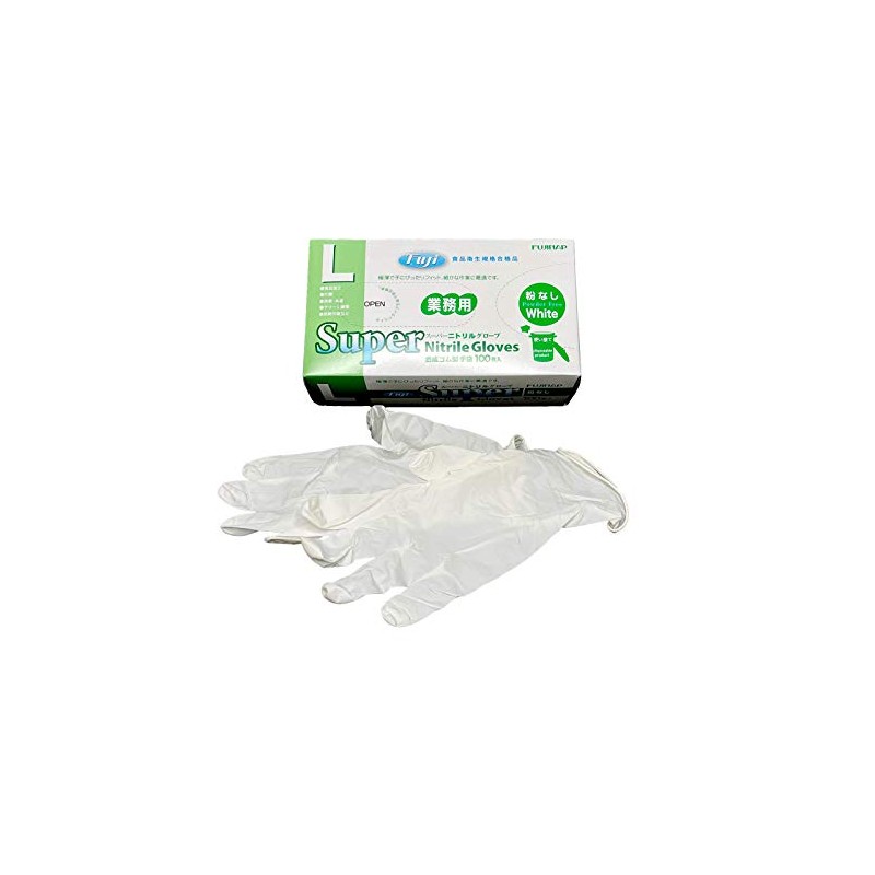 Fuji Super Nitrile Gloves Powder Free White L Quantity: 100
