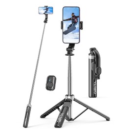 Selfie Stick & Phone Tripod, All in 1 Selfie Stick with Remote, Phone Travel Tripod Stand for Video Recording, Live Streaming, Photograph, Group Photo, Vlog Compatible with All Cellphones