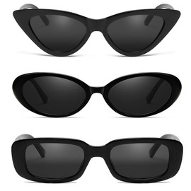 FADXIN Women's Sunglasses Set, 3 Pieces, Rectangle, Oval, Narrow Cat Eye, Vintage Style