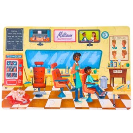 Upbounders- A Day at The Barbershop 48 Piece Floor Puzzle, Beginner Puzzle for Toddlers Kids - African American Boy - Ages 4-8 (Multicultural)