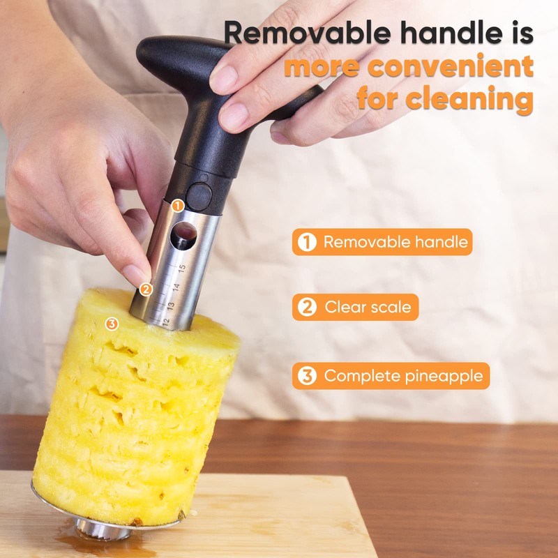 OOKUU Pineapple Corer Cutter, Stainless Steel Fruit Pineapple Peeler Slicer