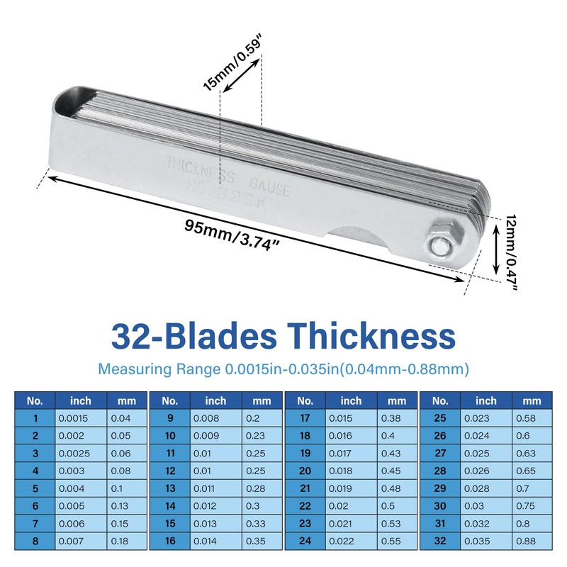 GZZTORES Universal Spark Plug Gap Tool with 32 Blade Steel