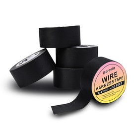 Borcolit Wiring Harness Tape High Temp Self-Adhesive Cloth Tape for Automotive Electrical Wrap Protection Insulation Cable Fixed （1 Inch x 50 Ft 5Rolls）