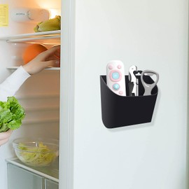 LncBoc Magnetic Storage Organizer for Refrigerator: Fridge Silicone Organizer Storage Bag Non-drilling & No Glue, Organizer Hanging Storage Containers for Fridge Kitchen Office(black)