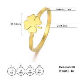 LIKGREAT Four Leaf Clover Ring for Women Girls Saint Patrick's Day Rings Heart Shaped Clover Ring Lucky Charm Amulet Protection Stainless Steel Jewellery Gifts for Holiday, Stainless Steel, No Gemstone
