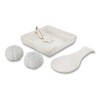 Salt and Pepper Shaker Ceramic Stovetop Set with Napkin Holder