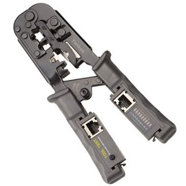 Yankok [N5684CR Modular Plug Crimper] Crimps RJ45 8P8C RJ12 RJ11 6P6C/4C/2C, RJ10 and RJ9 4P4C/2C Connectors, Strip Cut and Test Ethernet Cables w/Cable Tester