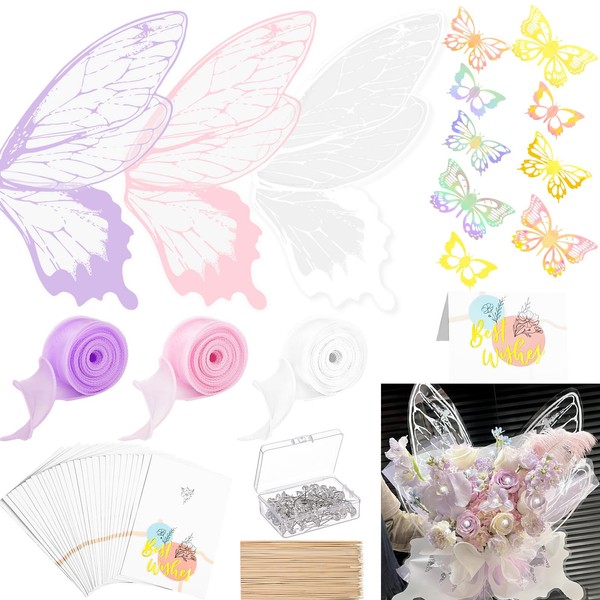 334 PCS Flower Bouquet Accessories, 120 Sheets Flower Bouquet Wrapping