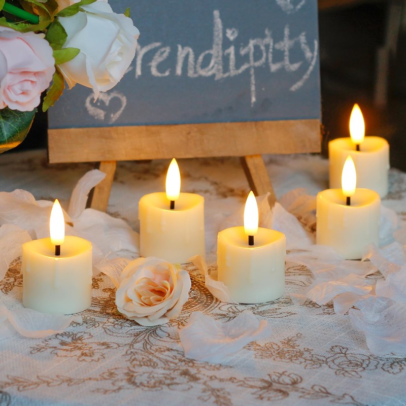 Yeelida Rechargeable Flameless 1.6" x2.5" Tea Light Candles with Remote