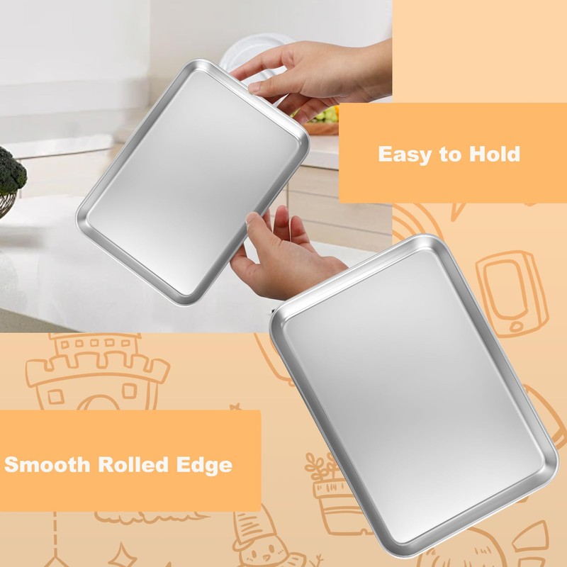 Dyrfolm 6 Pcs Baking Sheet Stainless Steel, 8''L x 5''W