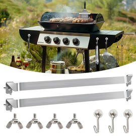 Belle&Beau 6.3 Inch Griddle Spatula Holder, 2 Pack Stainless Steel Grill Barbecue Tool Rack with 3 Magnetic Hooks, Griddle Accessories for Blackstone Flat Top Griddle and Other Grill Griddles