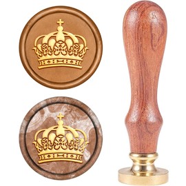 CRASPIRE Crown Wax Seal Stamp Cross Sealing Wax Stamps Retro Wood Stamp Wax Seal 25mm Removable Brass Seal Wood Handle for Wedding Invitations Envelopes Valentine's Day Party Gift