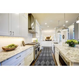 ORFA HOME Custom Length Hallway Runner Rug,Slip Resistant,Squares Anthracite, 26 Inch X 26 feet, Sold and Priced Per Foot