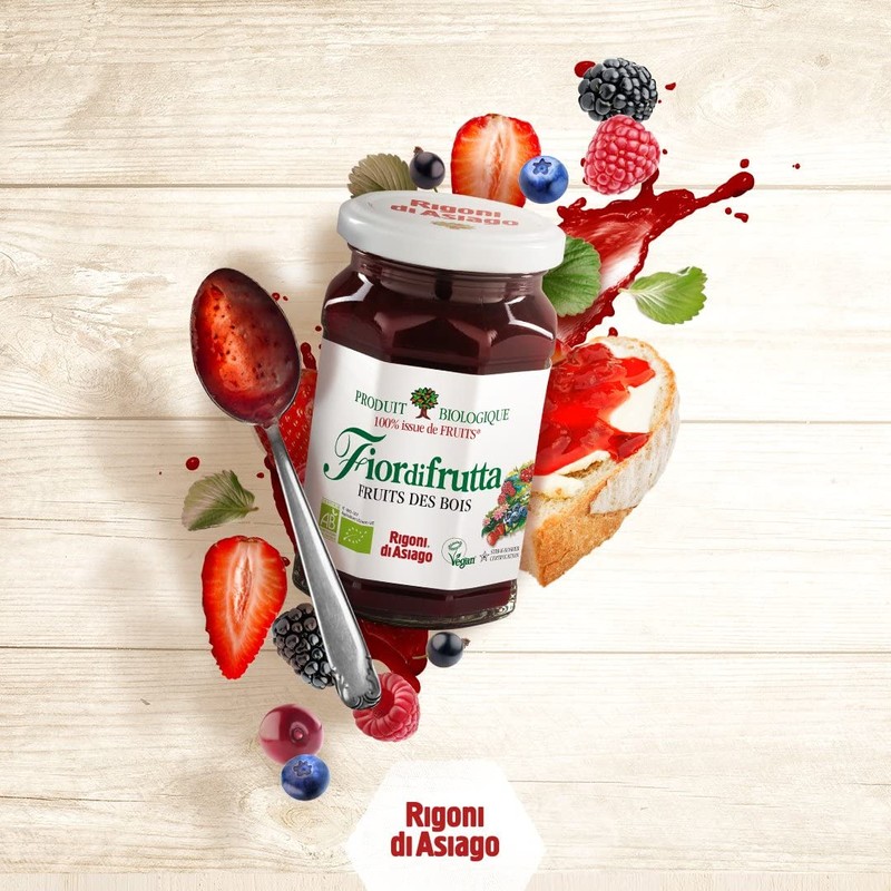 Rigoni di Asiago Fiordifrutta Organic Fruit Spread, Wild Berries, 8.82