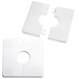 2Pcs Escutcheon Cover Plates Split, 1.1 Inch Plumbing Cover Plates Toilet Split Pipe Flange Cover Square Self-Adhesive Abs White Split Flange Toilet Pipe Wall Cover Hole for Kitchen Bathroom Toilet