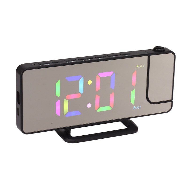 Digital Clock RGB LED Large Screen Mirror Projection Multifunctional Table