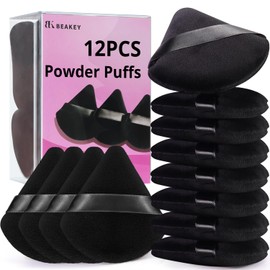 BEAKEY 12pcs Powder Puff Face Powder Triangle Makeup Puff Loose & Cosmetic Foundation Wedge for Velour Cosmetic Sponge Contour