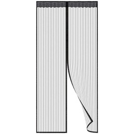 1 Piece Magnetic Fly Screen Door, Anti-Mosquito Door Curtain, Magnetic Mesh Screen Door Curtain, Punch-Free Screen Door, Door Fly Screen, Door Fly Net, Magnetic Screen Door (Black)