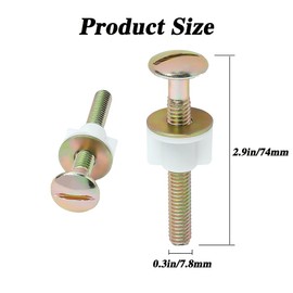 NYGHMY 4-Pack Steel Toilet Seat Screws, Hinge Bolts and Nuts, Heavy Duty Toilet Seat Fasteners with Plastic Nuts and Metal Washers, Toilet Hardware Replacement for Top Mount Toilet Seat Hinges (74mm)