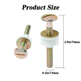 NYGHMY 4-Pack Steel Toilet Seat Screws, Hinge Bolts and Nuts, Heavy Duty Toilet Seat Fasteners with Plastic Nuts and Metal Washers, Toilet Hardware Replacement for Top Mount Toilet Seat Hinges (74mm)