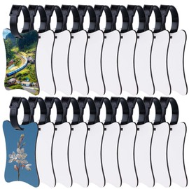 20PCS Sublimation Luggage Tag Blanks, Double Sided MDF Suitcase Tags Identifiers with Strap Privacy Protection Cover Suitcase Travel Name ID Card Labels Baggage Tags for Quickly Spot