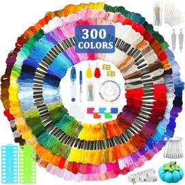 IGUGI Embroidery Thread Set, 300 Colors 384 Pieces Embroidery Thread Kit for Embroidery Cross Stitch Knitting Brazilian Bracelets Sewing Thread Tools Accessories Brazilian Bracelet