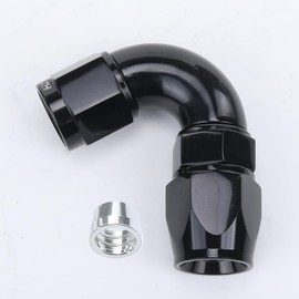 AC PERFORMANCE Black Aluminum 120 Degree -6 AN Female to AN6 Full Flow PTFE Hose End Fitting for Teflon Hose One-Piece Swivel Seal Fuel Pipe Hose Connectors