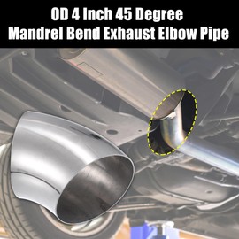 MACHSWON 1 Piece Outer Diameter 4 Inch 45 Degree Arbor Elbow SS304 Stainless Steel Elbow Pipe Exhaust Kneeler Fits Modified Car Exhaust System 4 Pipes Silver
