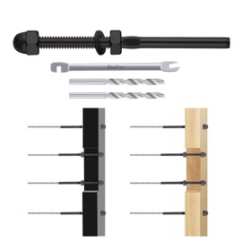 RiaYer 40 Pack T316 Stainless Steel Black Cable Railing Kit, 1/8" Swage Threaded Stud Tension End Fitting Terminal for Wood/Metal 2x2 Posts, Deck Cable Railing Hardware, HF009B