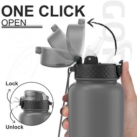 GOPPUS 1.2L/40oz Stainless Water Bottle with Straw Large Thermal Bottle 1200ml Flip Top Metal Bottles Cold Drink Leakproof Flask Big Drinks Bottles Double Walled Insulated Bottle Travel Water Bottle