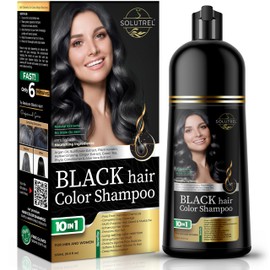 Champú Tinte Negro Para El Cabello – Cubre Las Canas Al Instante En Minutos – Coloración Herbal 10 En 1 – Sin Manchas, Sin Amoníaco, Natural – Para Ho