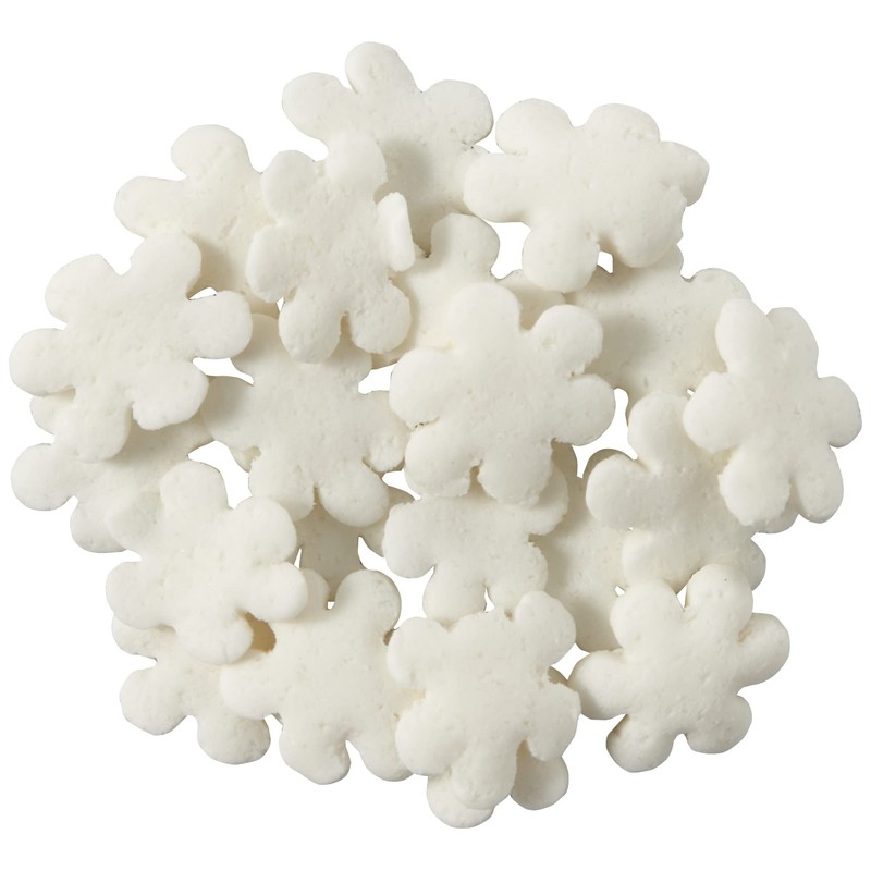 DecoPac White Snowflake Quins, 16.5oz, Fancy Sprinkles Shaped Like Snowflakes,