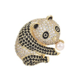 UNVAK Gold Brooches for Women Panda Brooch Pin Gold Animal Panda Brooch Lapel Pin Wedding Jewelry Graduation Gifts Dress Accessories for Mom Wife