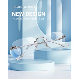 TERAISE Frameless Metal Reading Glasses for Men/Women Blue Light Blocking -Rimless Fashion Comfortable Computer Eyeglasses