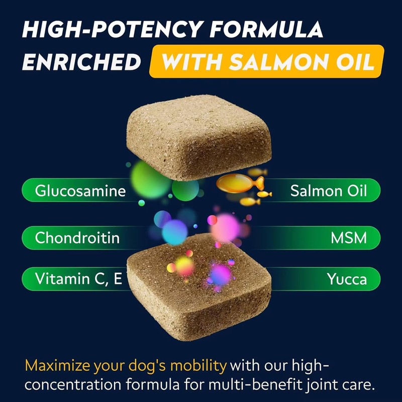 STRELLALAB Glucosamine Treats for Dogs - Joint Supplement w/Omega-3 Fish
