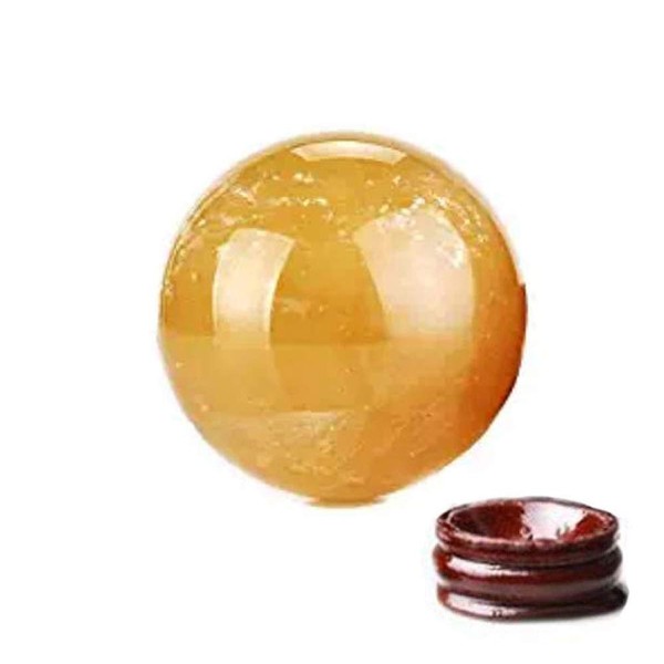 Feng Shui 1.6" Yellow Natural Citrine Crystal Sphere Ball for