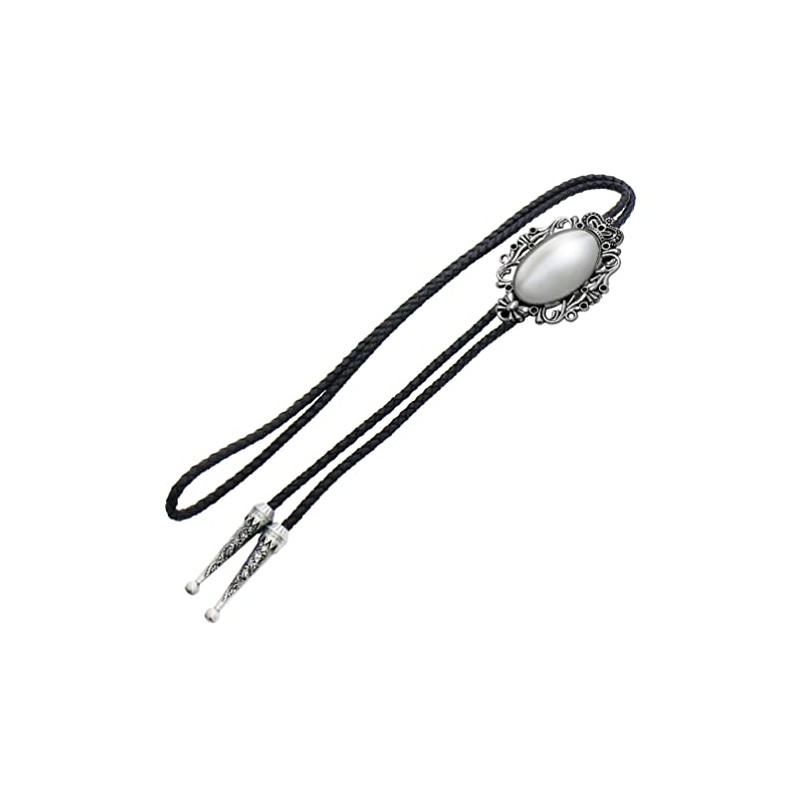 White Crown Oval Stone [Bolo Tie Necklace] polar Tie Polo