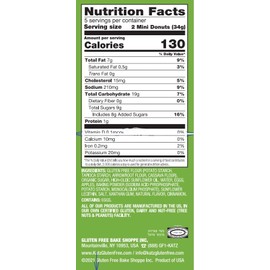 Katz Gluten Free Mini Cinnamon Apple Donuts. Fresh Baked With Juicy Apples & Dusted With Cinnamon Sugar. Gluten Free. Tree Nut, Peanut, Dairy & Soy Free. Kosher. 10 Donuts. 6.0 oz. (Pack of 6)