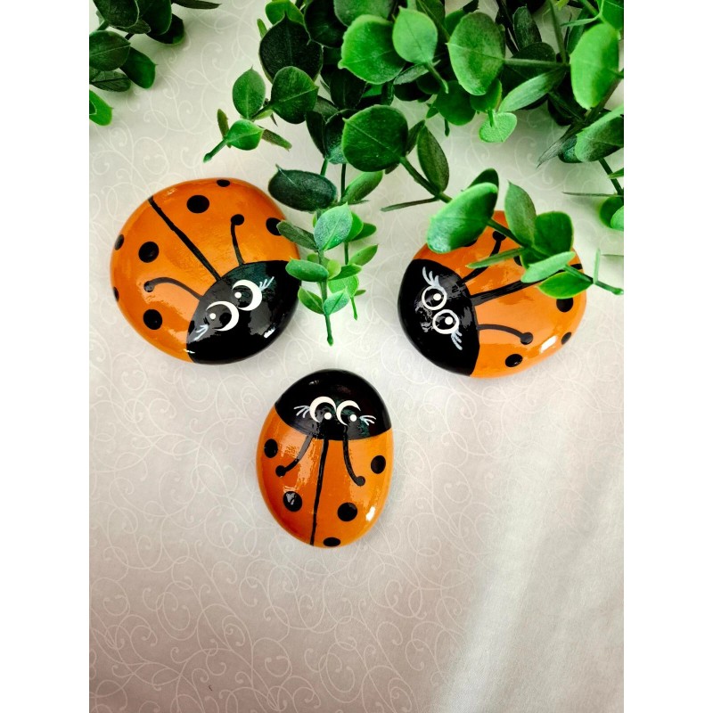 Lady Bug Rock Get Well Gift, Ladybug Rock, Orang Painted