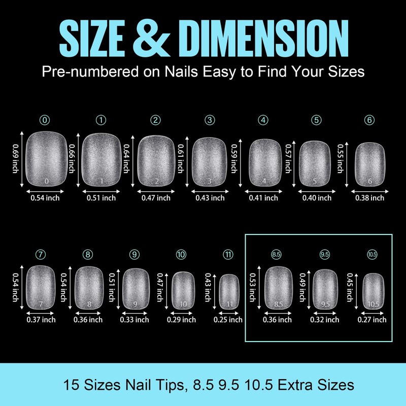 TOMICCA Extra Short Oval Nail Tips - 450Pcs Acrylic Nail