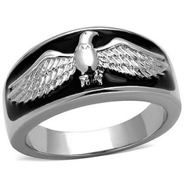 YourJewelleryBox Mens Band Signet Pinky Eagle Stainless Steel 316L Never Tarnish Size P TK1597PB