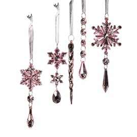 Perfeclan 5 Stücke Hängende Acryl Eiszapfen Tropfen Glitzer Klare Schneeflocken Neujahr Party Supplies Home Weihnachten Geburtstag Schneeflocken Ornamente, Rosa