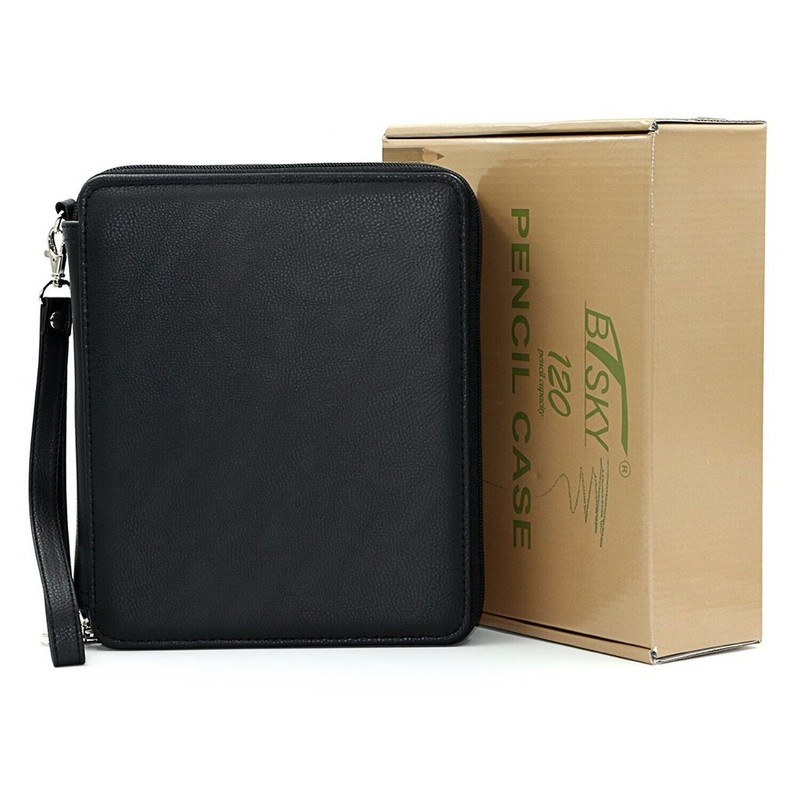 BTSKY Deluxe PU Leather Pencil Case For Colored Pencils -