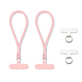 MORSUNBELA 2 PCS Phone Chain,Cell Phone Charm Short,Lanyard Wrist Strap Phone Chain for Keys Cameras,Universal keychain Charm(Pink+Pink)