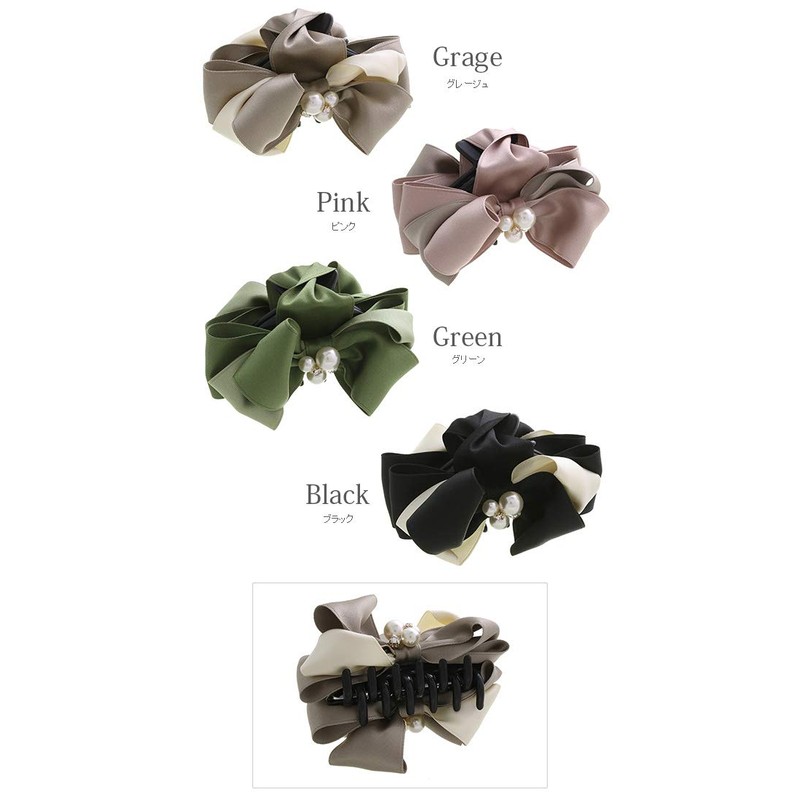 Vingtaine H7230-PK Pearl with Bijoux Ribbon Hair Claw Two Tone