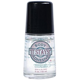ABSOLUTE SUPPORT It Stays! Butt Glue for Dancers Roll On - Body Adhesive Glue Applicator for Wigs, Socks, Stockings, Leotards, Bras, Costumes and Clothing - Made in USA - 2 fl oz Clear